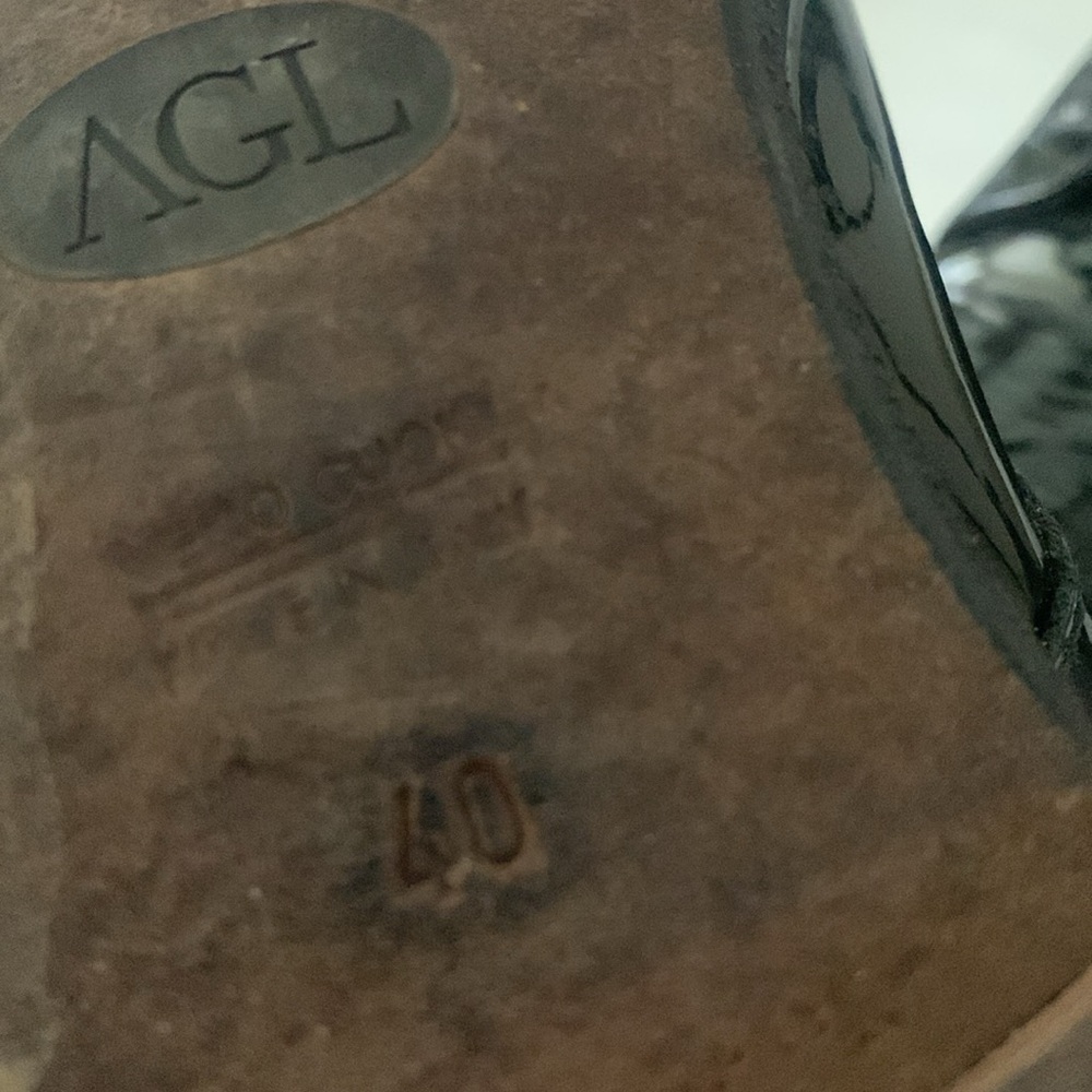 AGL Shiny Patent Leather Lace Up Oxfords Loafers - Picture 10 of 13
